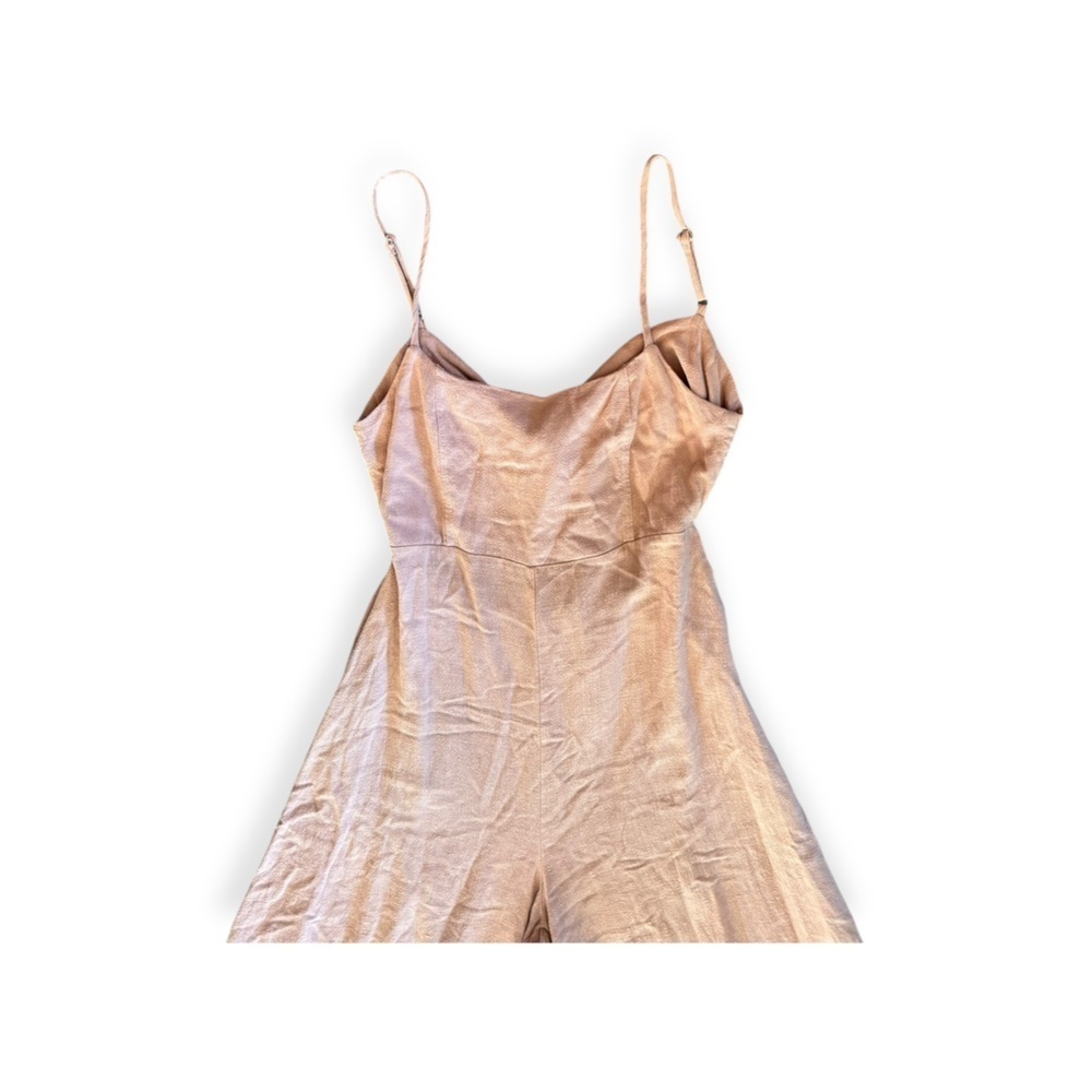 Silky Mauve Wide-Leg Jumpsuit with Spaghetti Straps - Picture 2 of 7